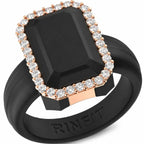 Rinfit Emerald Silicone Ring with CZ Stones for Women - Pack A, Size 7