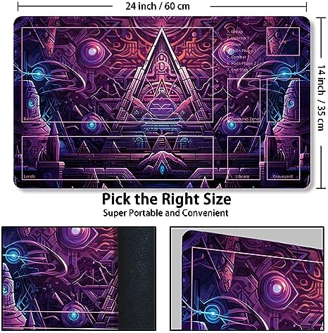 Playmat for MTG, with Free Storage Bags,Game Mat 24 x 14 inches, TCG and Board Game Mat for Cards,Mousepad Desk Mats (with Zones,Magic Mat 14)