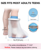 Waterproof Foot Cover for Shower Adult, Foot Cast Covers with Non-Slip Padding Bottom, Watertight Ankle Foot Cast Protector for Surgery Bandage Dressing Wound, Reusable
