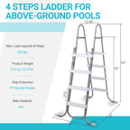 Outvita Heavy Duty Pool Ladder with Removable Steps for 52 Inch Depth Above Ground Pools, 300 Pound Capacity