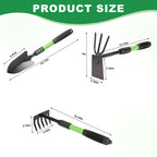Zenrok Gardening Tool, 3 Pack Lightweight Heavy Duty Spade Shovel, Garden Tools and Hand Rake with Soft Rubber Non-Slip Handle, for Gardenging Planting Weeding Digging, Green ﻿