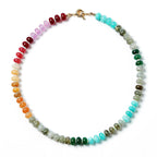 Zissunbeam Bead Gemstone Choker Necklace for Women,Colorful Natural Stone Beaded Statement Boho Beach Charm Necklace Jewelry for Women,Rainbow Stone Charm Trendy Necklaces