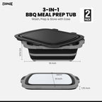 XL Collapsible BBQ Prep Tub with Cutting Board & Drain Plug – Portable Food Prep Station for Kitchen, Camping & Grill – Dishwasher Safe, Space-Saving Design – Heat-Resistant Glove Included (2-pack)