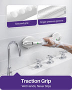 KEKOY 17.5 Inch Suction Grab Bars for Bathtubs & Showers with Indicator 2 Pack- Heavy Duty Safety Shower Handle for Seniors and Elderly, Handicap Bars for Bathroom, No Drilling, Silver