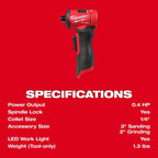 Milwaukee Electric - M12 Fuel 1/4 INCH Right Angle DIE Grinder Tool