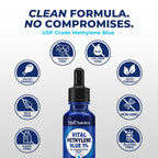 Vital Methylene Blue Drops 1% – Pharmaceutical Grade Methylene Blue for Humans, Supports Cellular Energy & Cognitive Balance, Vegan, Non-GMO – 1 fl oz (30 mL)