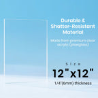 CALPALMY 12 x 12 x 1/4 inch Clear Cast Acrylic Plexiglass Sheet, 2-Pack