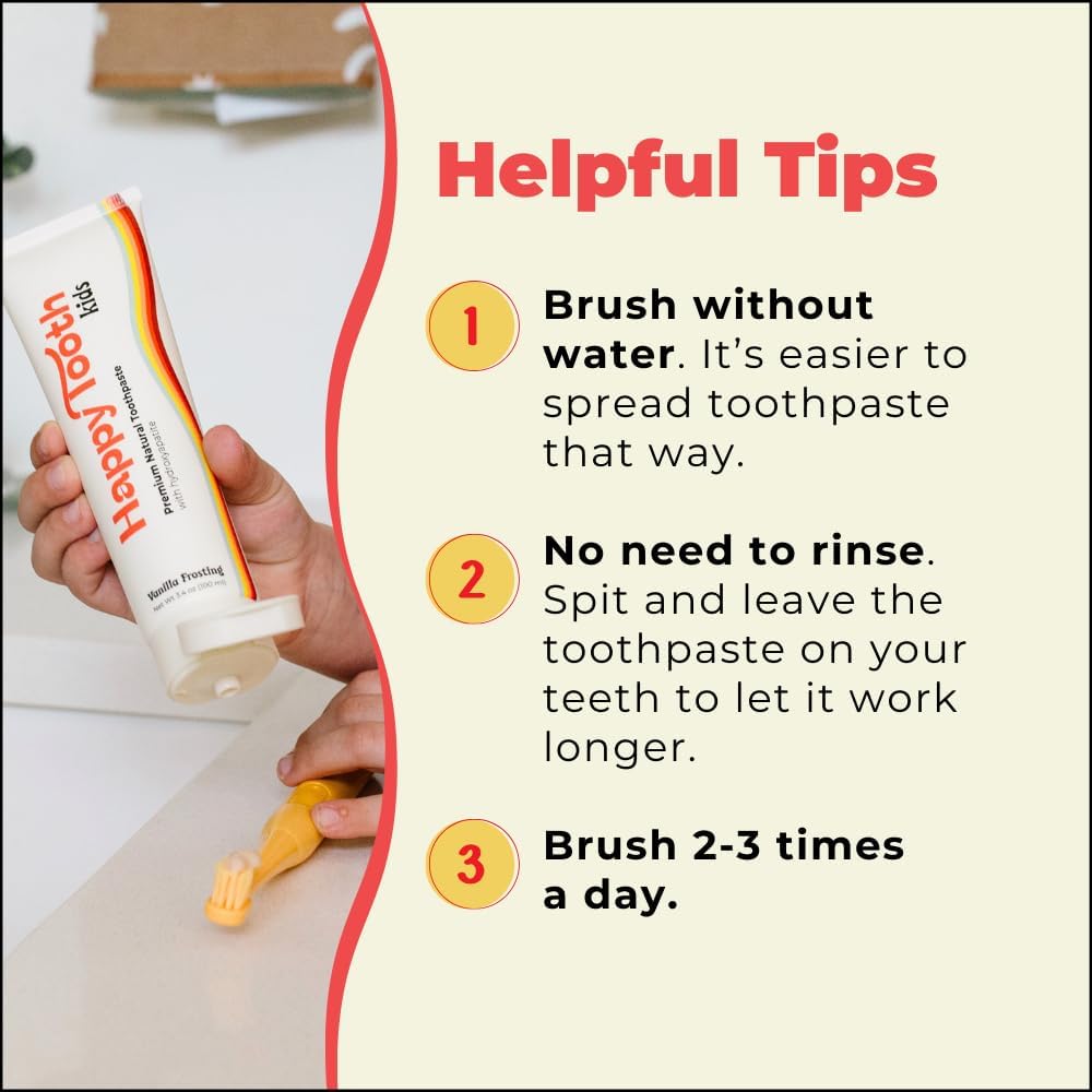Happy Tooth Hydroxyapatite Toothpaste, Fluoride Free, Natural Whitening for Kids, Toddlers and Adults, SLS Free, Enamel Safe, Dentist Formulated with Clean Ingredients, Lemon Twist Flavor, 3.4 oz