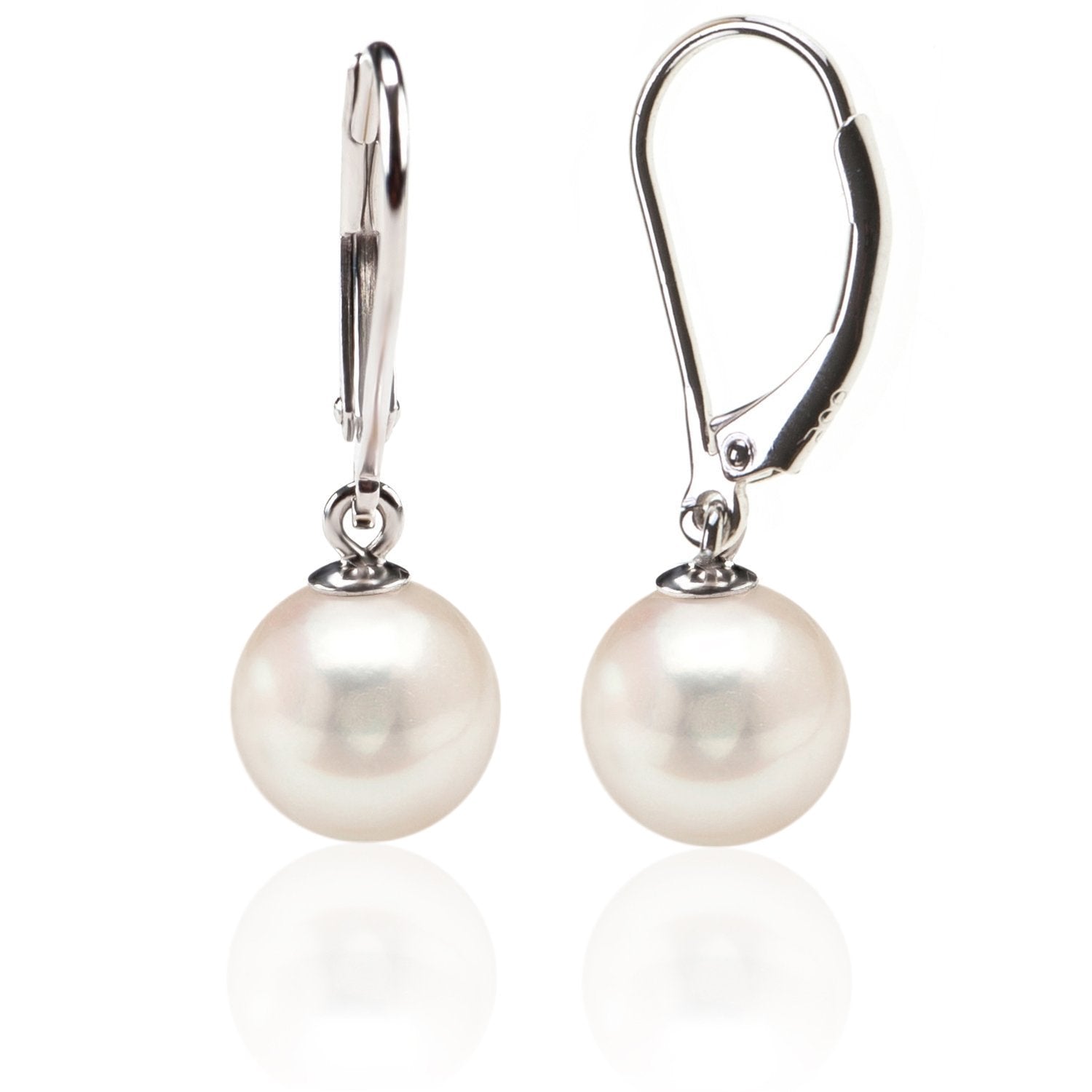 PAVOI 925 Sterling Silver Shell Pearl Earrings, Leverback Dangle Studs 8mm