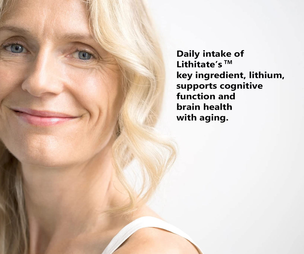lithitate Lithium Aspartate 10mg | Supports Cognitive Function & Brain Health with Aging | NSF Certified | Promotes Mental Clarity, Healthy Mood & Longevity | Natural Supplement | 100 Capsules
