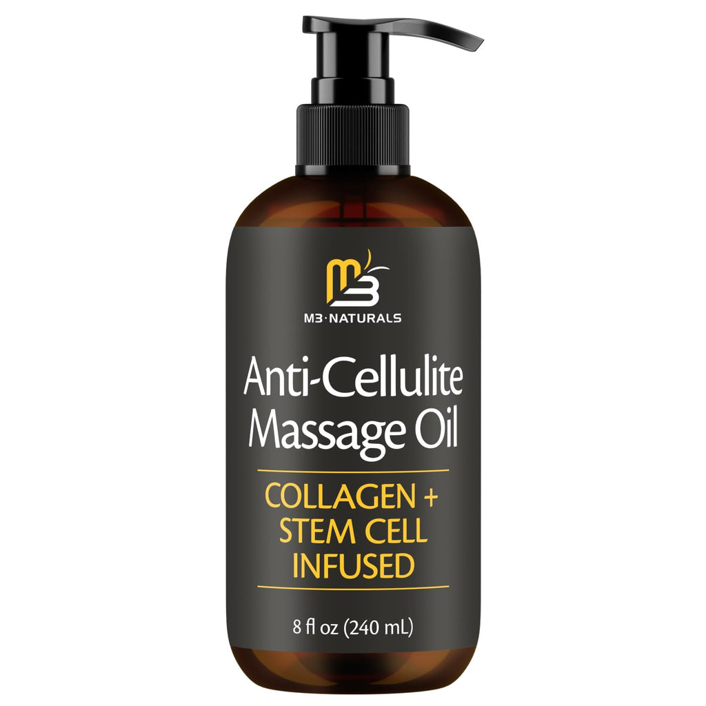 Firming Body Massage Oil with Collagen & Stem Cell – Helps Smooth the Appearance of Cellulite & Improve Skin Texture – Refreshing Aromatherapy Body Oil for Legs & Full Body – 8 Fl Oz by M3