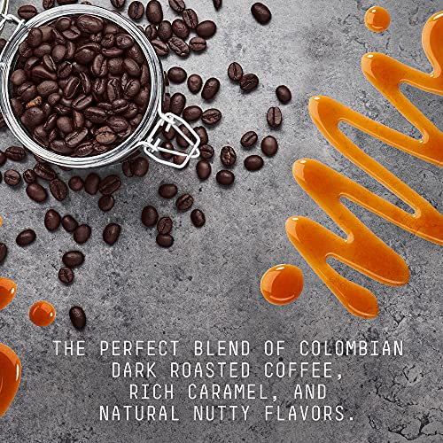 Stone Street Cold Brew Flavored Coffee, Natural Caramel Nut Flavor, Low Acid, 100% Colombian, Gourmet Coffee, Coarse Ground, Dark Roast, 1 LB