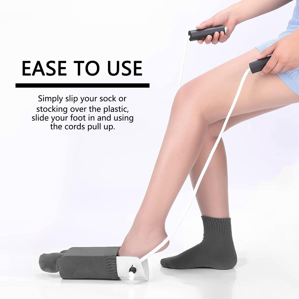 DILSIAI Sock Aid Device for Seniors Assistant Device no Bending Helper Easy on and Off Stocking - Without Bending, Slip Resistance, Reliable Sock Aid Device for Seniors (White)