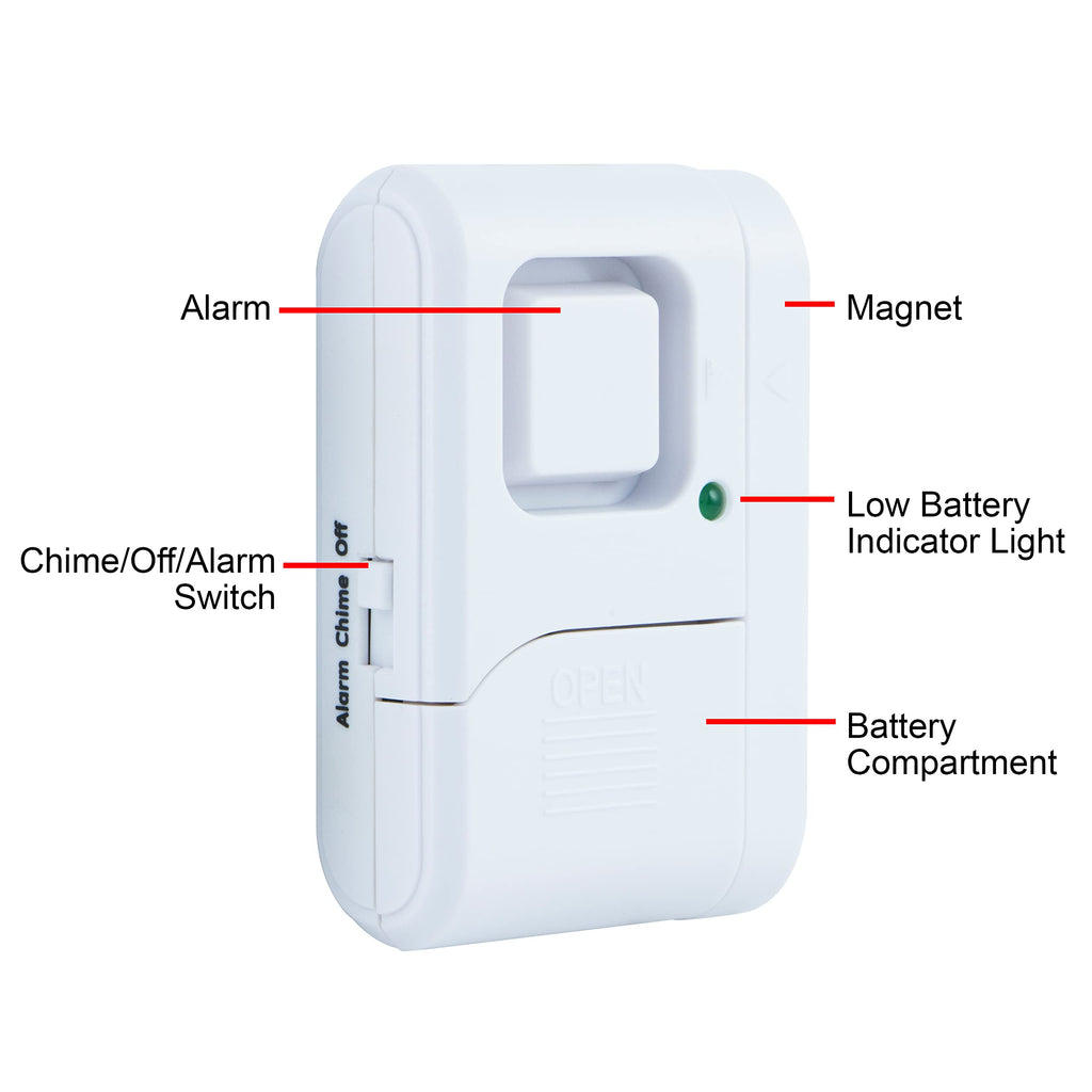 UltraPro Personal Security Window and Door Alarm, 5 Pack, DIY Protection, Burglar Alert, Wireless Chime/Alarm, Easy Installation, Home Security, Ideal for Home, Garage, Apartment , White, 45987