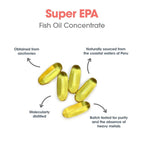 ARG Super EPA - 720 mg EPA & 480 mg DHA - Concentrated Omega-3 Fish Oil - Cardiovascular & Brain Health Support - 30 Servings - 60 Softgels