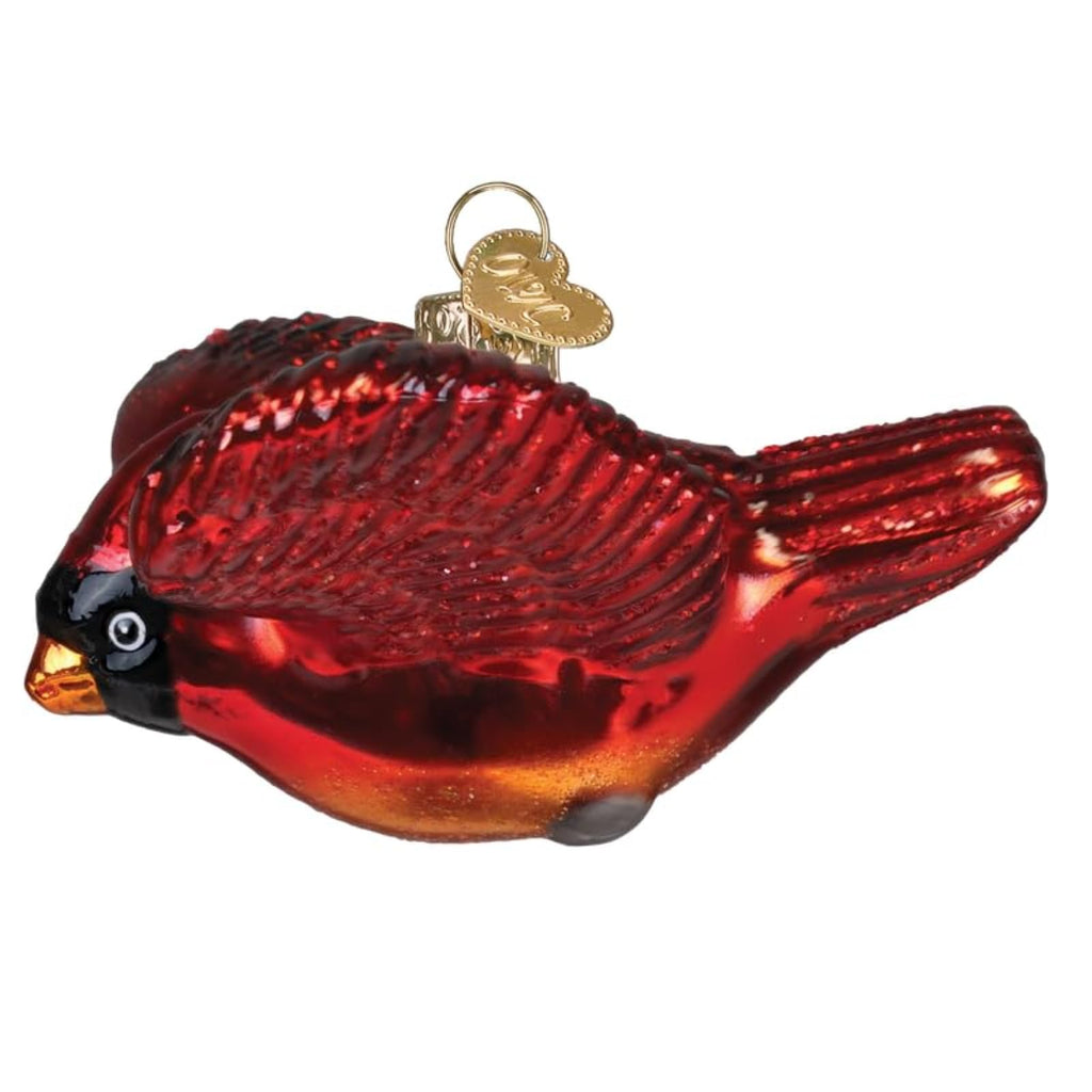 Old World Christmas Cardinal in Flight Glass Blown Ornament for Christmas Tree, Handcrafted Holiday Decoration, Bird Watcher Collection