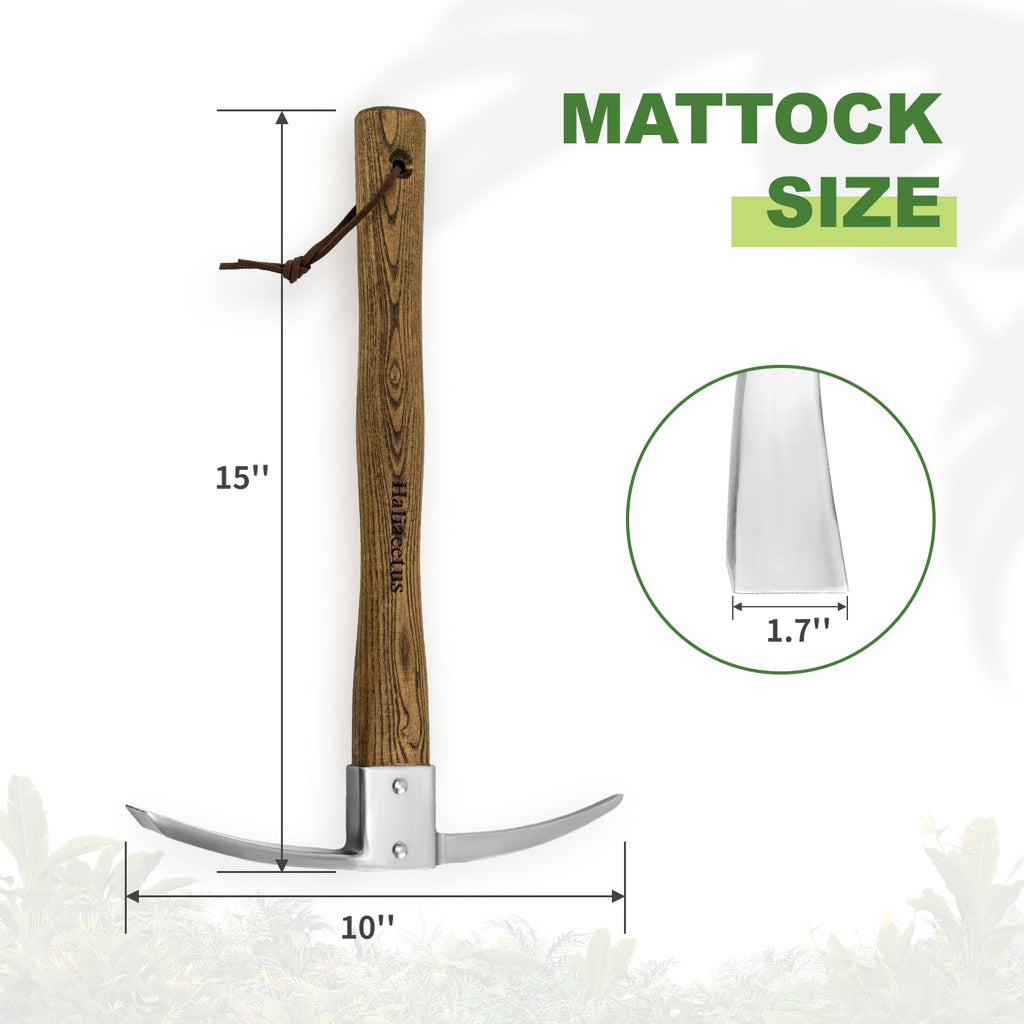 Haliaeetus Pick Axe, Stainless Steel Mattock, Garden Pick with Wood Handle