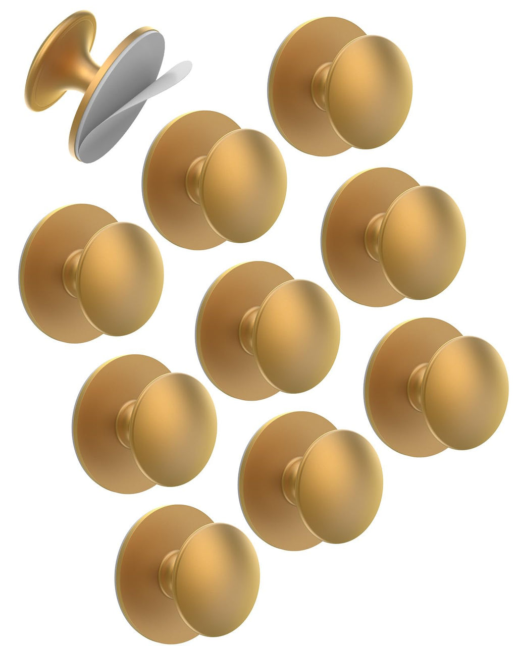 MeBantoo 10 Pack Gold Self-Adhesive Cabinet Knobs, Self-Stick Hardware Kitchen Cabinet Handles, No-Punch Peel and Stick Drawer Knobs for Refrigerators, Dressers, Windows, Closets