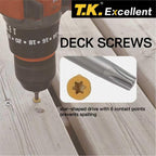 T.K.Excellent Deck Screws 3-1/2 Inch Wood Screws #10 x 3-1/2, 330 Pcs, Rust Resistant Structural Fence Screws Torx Drive Screw, Two T25 Bits, Brilliant Yellow Ruspert Coating Rust Proof