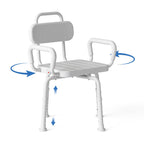 Loyoda 360° Swivel Shower Chair for Inside Shower, Removable Arms & Back, Adjustable Height Rotating Shower Stool for Seniors and Disabled，Swivel Bath Chair for Inside Tub，Neutral Gray