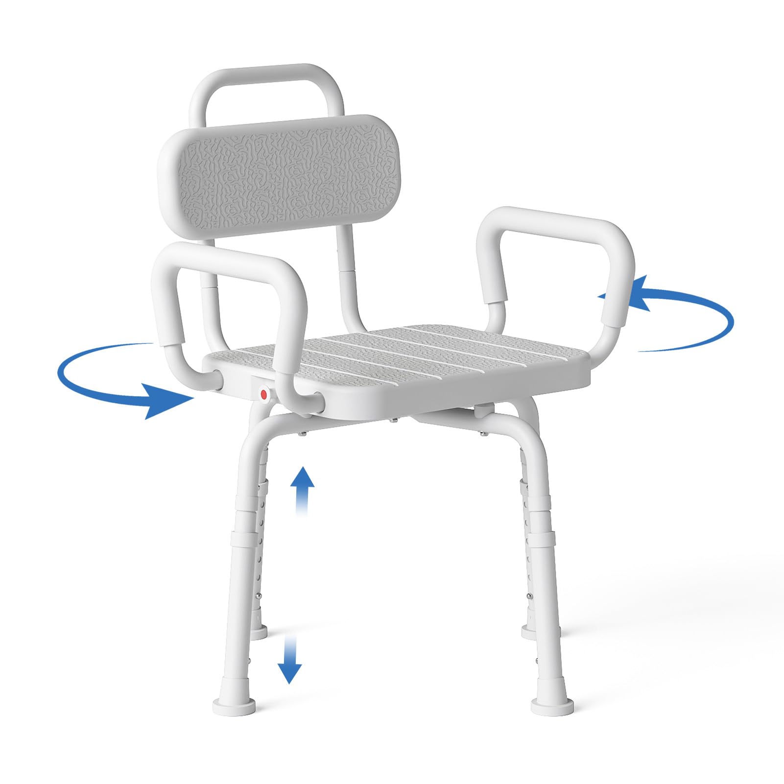 Loyoda 360° Swivel Shower Chair for Inside Shower, Removable Arms & Back, Adjustable Height Rotating Shower Stool for Seniors and Disabled，Swivel Bath Chair for Inside Tub，Neutral Gray