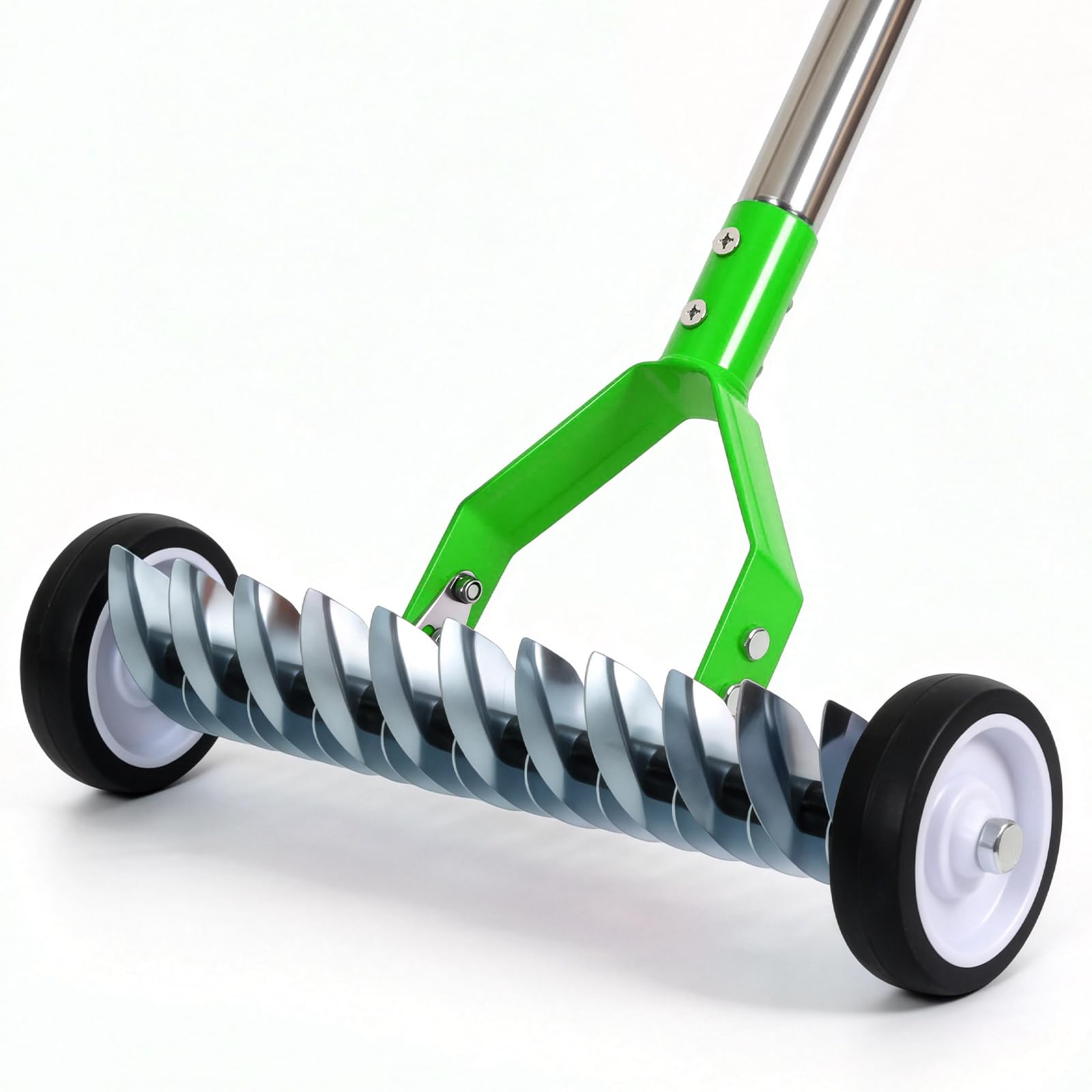 Thatch Rake,15-Inch Dethatcher Rake with Wheels,Dethatching Rakes for lawns