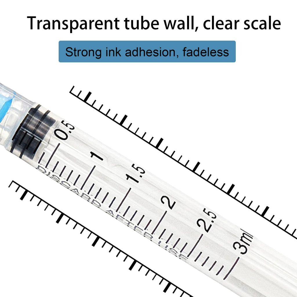 Careach 30 Packs 3mL Syringe with Needle 23 Gauge 1inch