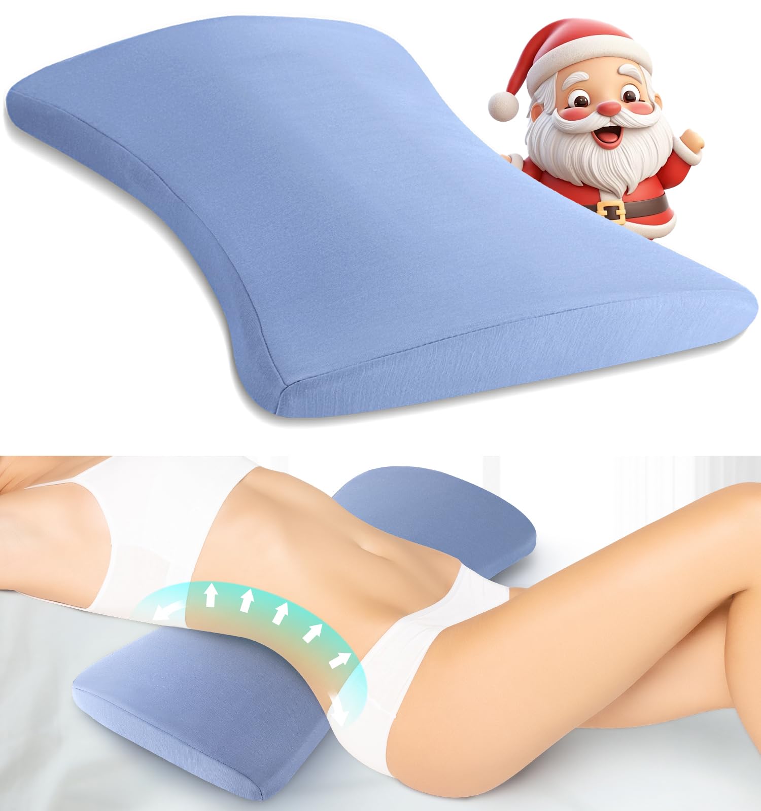 Lumbar Support Pillow for Bed Relief Back Pain: Lower Back Pillow for Sleeping - Memory Foam Waist Pillow - Back Wedge Bolster Pillow for Side, Back&Stomach Sleepers - Bed Rest Cushions for Car, Sofa