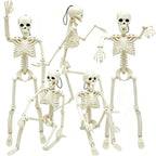 WODMAZ 5 Packs Halloween Skeletons, 16" Halloween Full Body Skeleton with Posable Joints for Haunted House Graveyard Props Decor