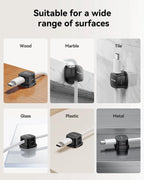 18 Pack Cable Management Cord Organizer,Magnetic Cable Clips-1s Lock,Rocoren Desk Adhesive Cord Cable Clip Wire Holder Keeper for Phone Charger Wire,Nightstand,Car,Office,Desktop Accessory,Black