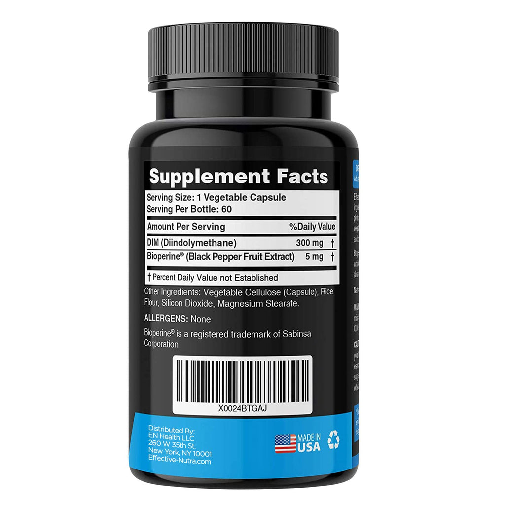 Effective Nutra Dim Supplement 300mg with BioPerine - Extra Strength Estrogen Blocker for Men & Women - Hormone & Metabolism Support - 2 Month Supply