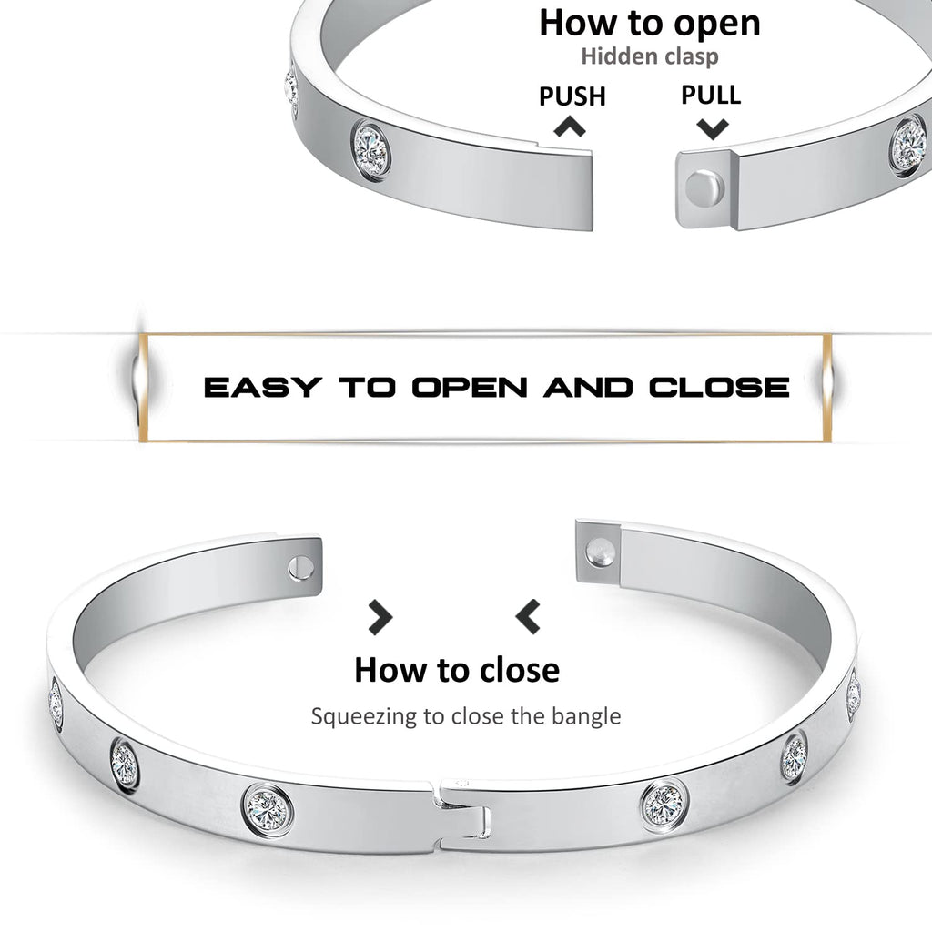RIMRIVA Silver Bracelets for Women Trendy Love Bangle Friendship