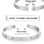 RIMRIVA Silver Bracelets for Women Trendy Love Bangle Friendship