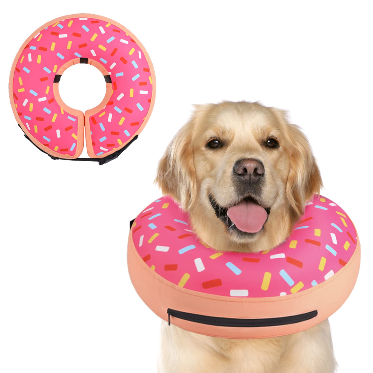 Supet Inflatable Dog Cone Collar Alternative After Surgery, Doggie Neck Donut Collar Recovery ECollar, Soft Dog Cone for Small Medium Large Dogs