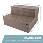 DENKOE Hot Tub Steps - Wood Looking Plastic - 100% Waterproof - Brown Non Slip, Heavy Duty, Multi Use as Porch Steps, Hot Tub Stairs, Outdoor Stairs, Fits Any Spa Size