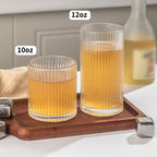 Lumkit Ribbed Drinking Glasses 8pcs, 12oz and 10oz Glassware, Tumbler Glasses Cup Set for Wedding, Party, Christmas Gift, Clear