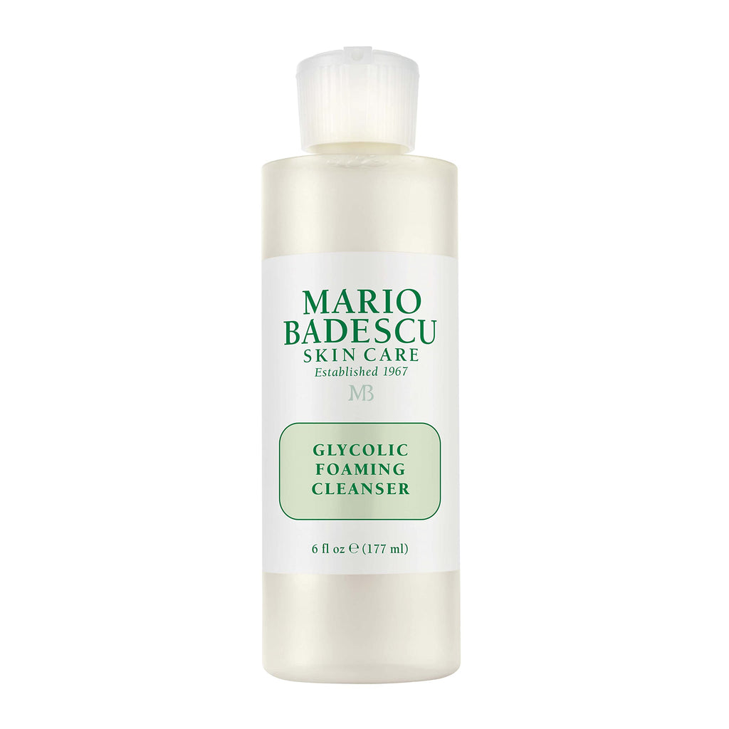 Mario Badescu Glycolic Foaming Cleanser for All Skin Types| Exfoliating Face Wash with Glycolic Acid & Aloe Vera| Visibly Evens Skin Tone & Texture | 6 Fl Oz (Pack of 1)
