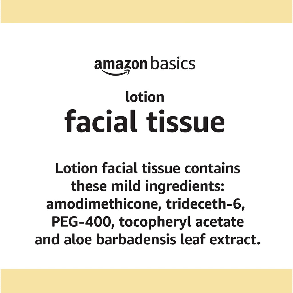 Amazon Basics Facial Tissue, 2-Ply | With Lotion | 300 Count | 12 Packs