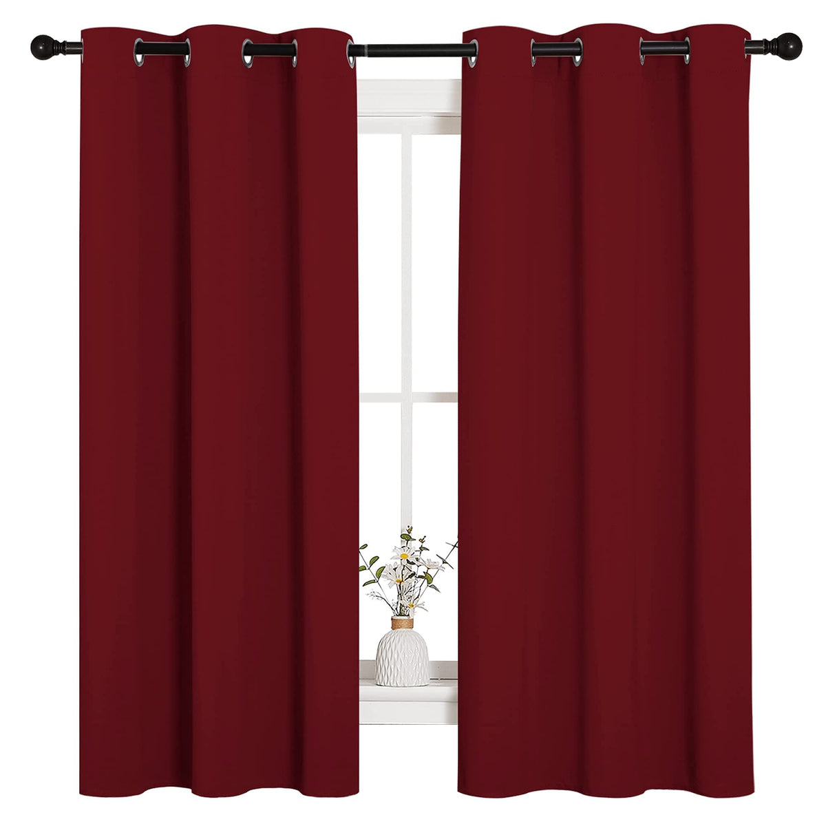 NICETOWN Burgundy Red Blackout Curtains for Living Room 42" x 63" 2 Panels