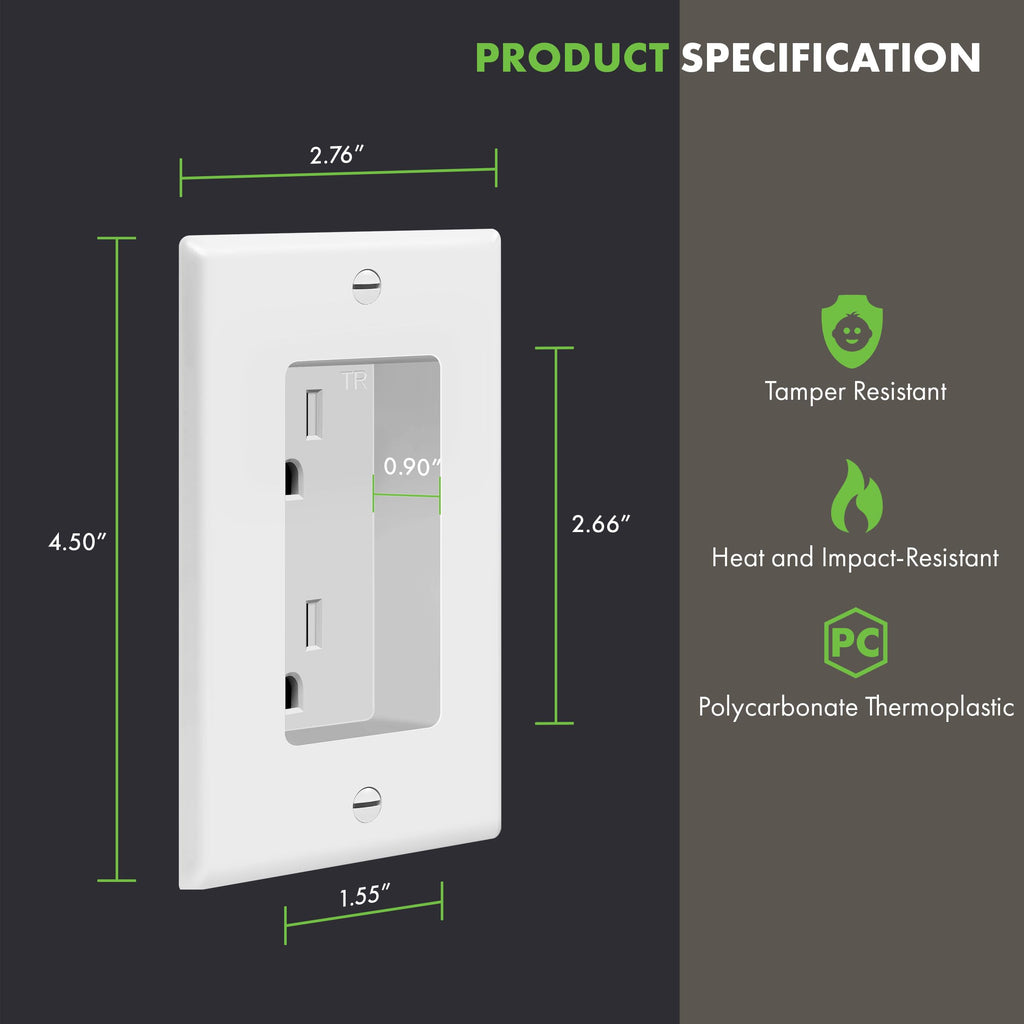 TOPGREENER Recessed Duplex Receptacle Outlet, Tamper-Resistant, 2 Pack