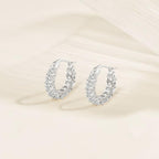 GIRIOIZ Sterling Silver Huggie Hoop Earrings, Simulated High Carbon Diamond (White Gold)