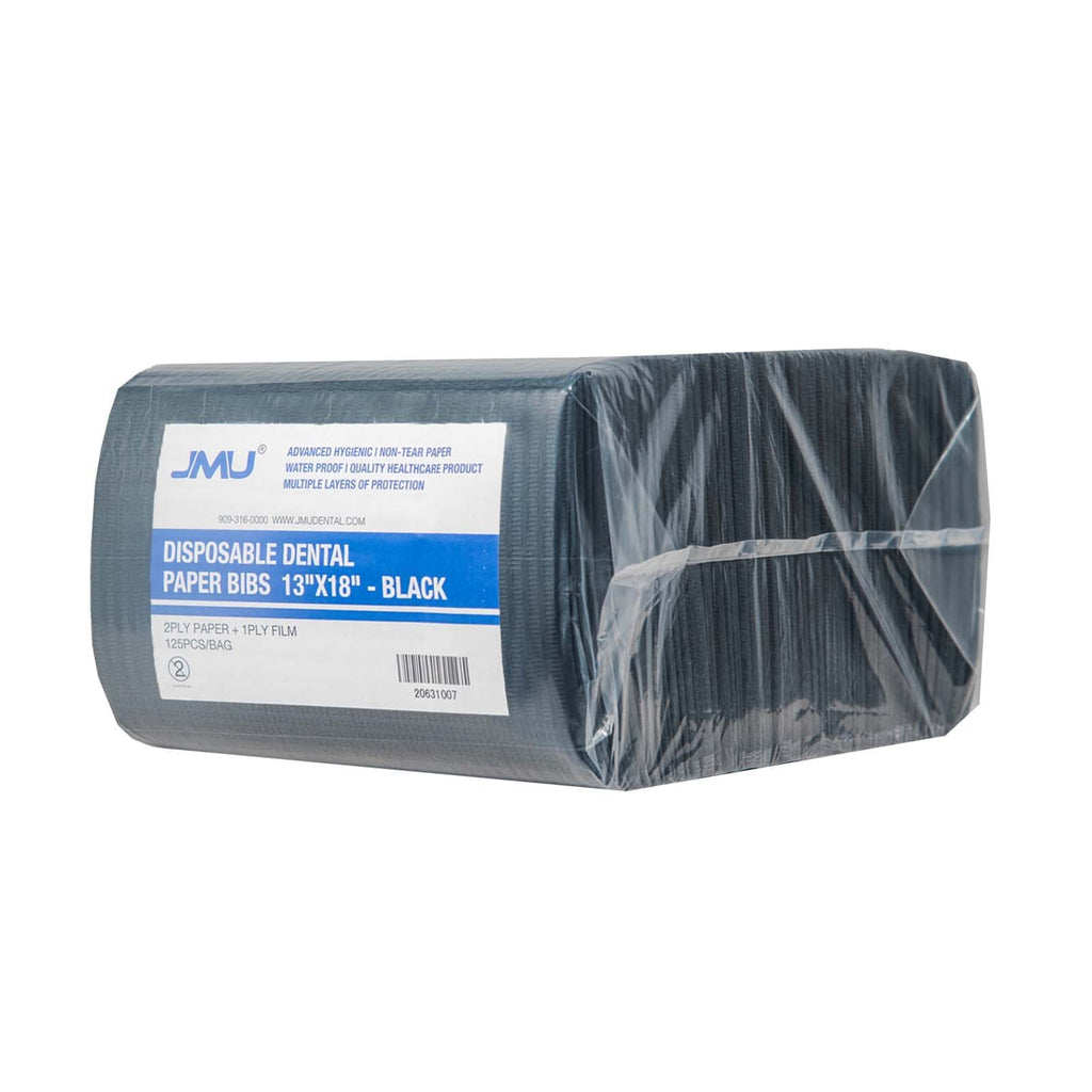 JMU 125 Pack Dental Bibs, Black Dental Bibs Disposable,13" x 18" Tattoo Bib