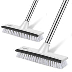 SetSail Floor Scrub Brush with 51-Inch Long Adjustable Handle 2 in 1 Scrape Brush Stiff Bristle Floor Scrubber for Cleaning Shower Bathroom Garage Kitchen Wall Deck Tub Tile, 2 Pack