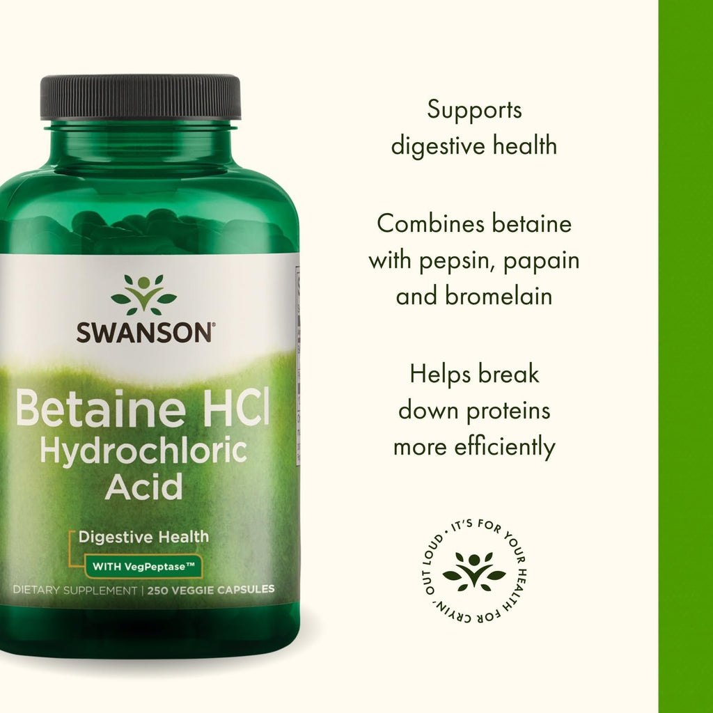 Swanson Hydrochloric Acid w/Pepsin 250 Capsules