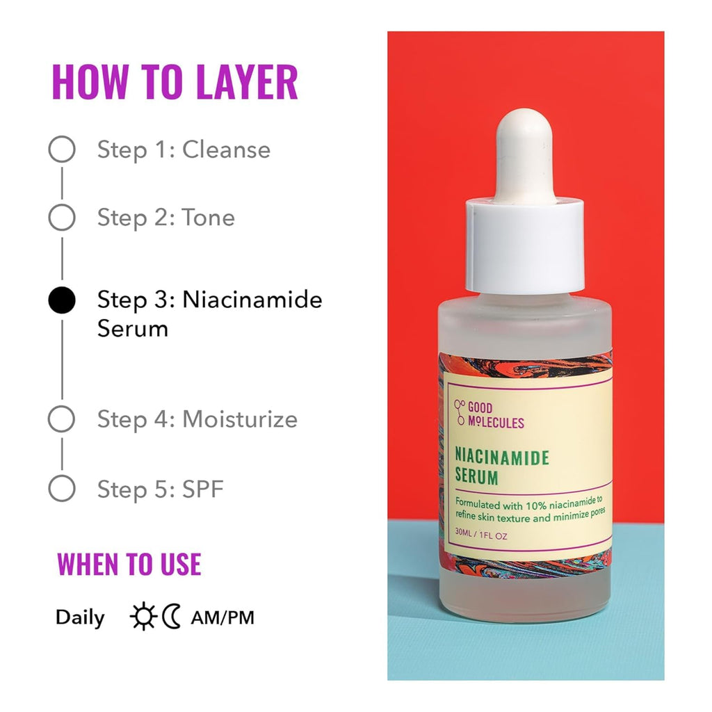Good Molecules Niacinamide Serum Pack 3 – 30 ml Each (Total 90 ml) | 10% Niacinamide Serum to Target Blemishes, Uneven Skin Tone & Enlarged Pores