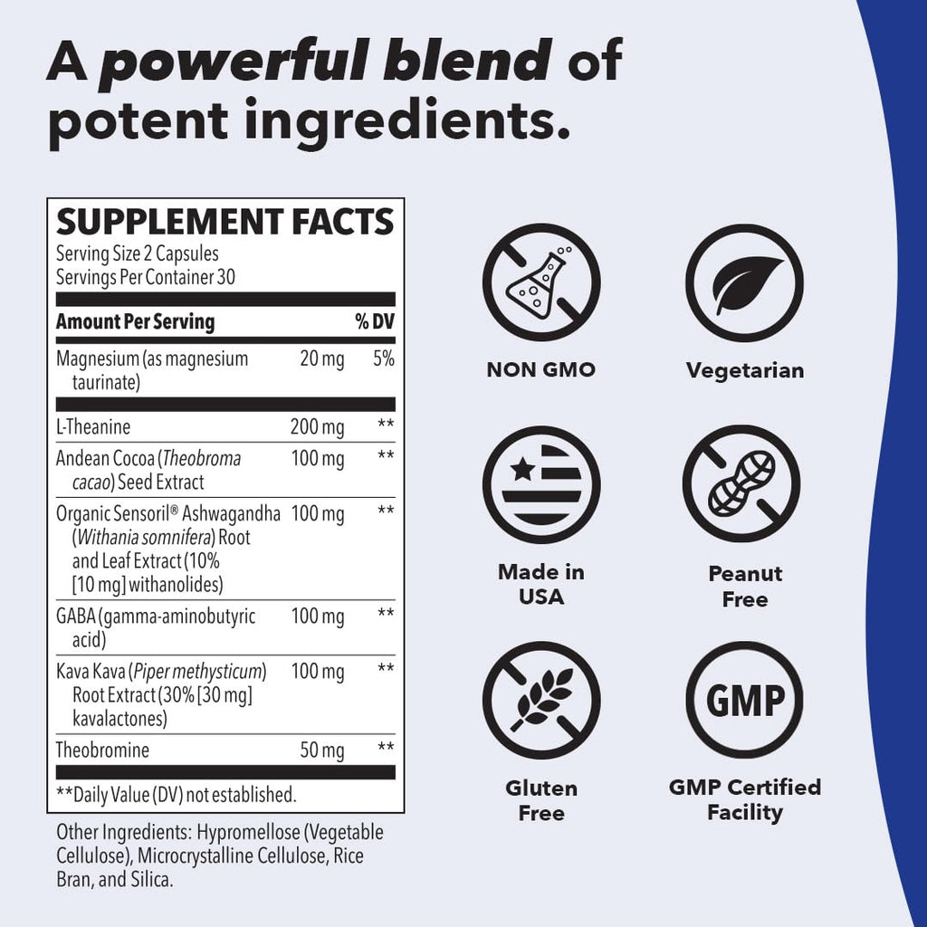 LifeSeasons Anxie-T - Stress Relief Supplement - Supports Mood & Mental Focus - Feel Calm and Relaxed - Eases Tension & Nervousness - Ashwagandha, Kava Kava, GABA & L-Theanine - 60 Capsules