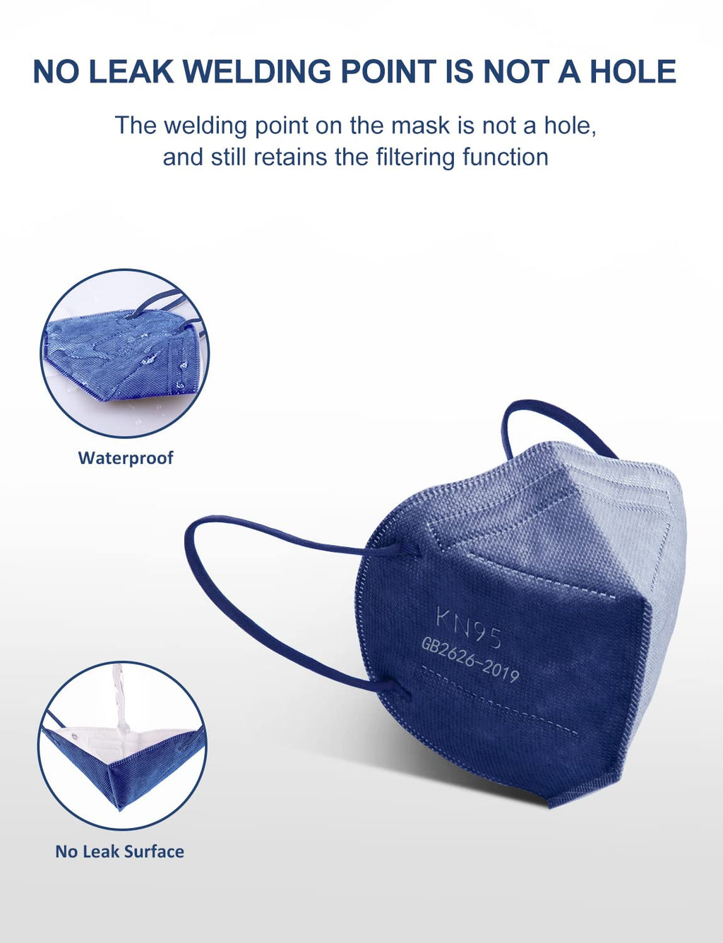 HUHETA KN95 Face Mask, 30 Pack Individually Wrapped, 5-Ply Breathable & Comfortable Safety Mask, Filter Efficiency=95%, Protective Cup Dust Masks Against PM2.5 (Royal Blue Mask)