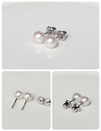 Freshwater Pearl Earrings with Screw Back for Women Silver Stud (Pearl-6mm)