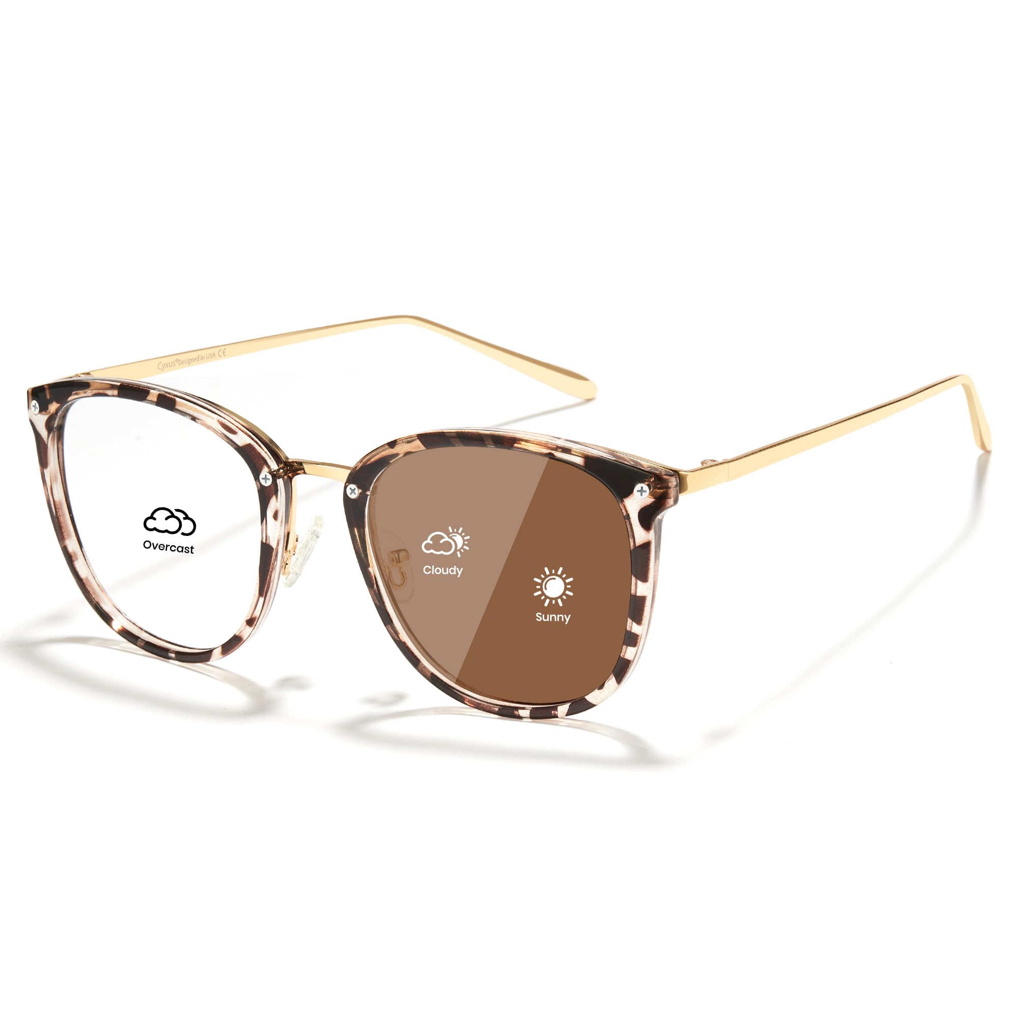Cyxus Blue Light Glasses Photochromic Lens for Women, Fashionable Computer Glasses on Office Reduce Eye Strain Anti Migraine Great for Working Reading
