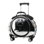 gihusrzx Pet Trolley Case with Upgraded Detachable Silent Wheels, Clear Ventilation Holes Cat Dog Carrier, Cat Dog Carrier with Telescopic Handle, Perfect for Traveling/Taking a Walk Black